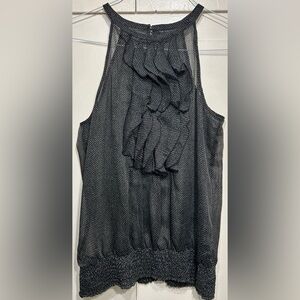 The Limited Black Sheer Halter Dressy Tank Top With Ruffles - Size Medium